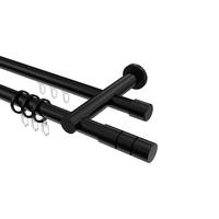GARDINENSTANGE RUNDROHR-INNENLAUF Platon Elanto 540 cm (geteilt in 3 x 180 cm), 2-läufig, 20 mm Ø Schwarz - Schwarz, Metall (540cm) - INTERDECO