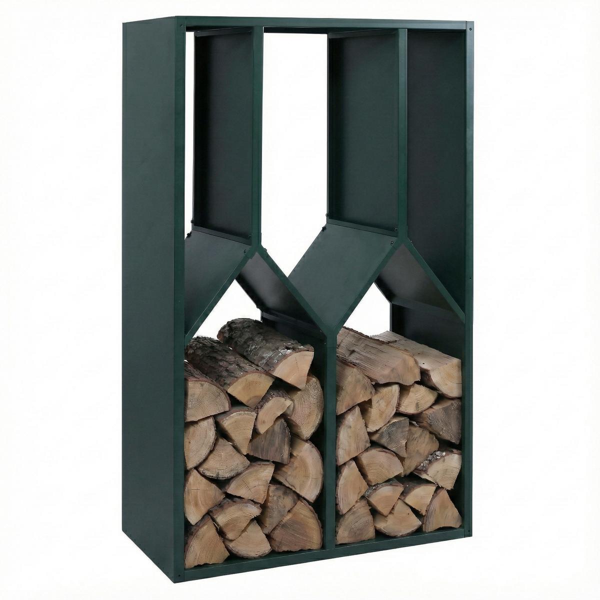BRENNHOLZLAGER Grün - Grün, Metall (95/160/50cm) - MCW