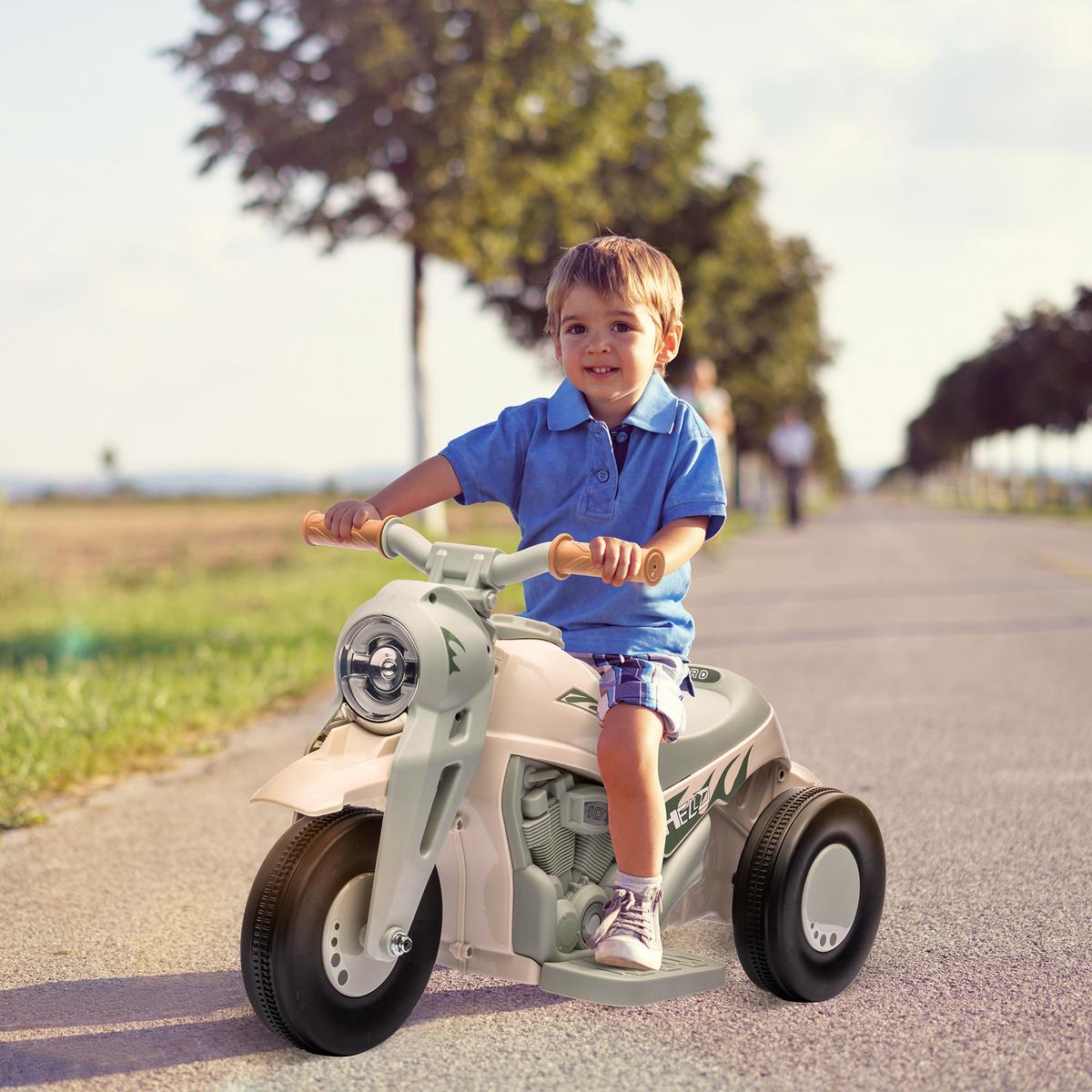 KINDER Elektro-Motorrad, 6V Kindermotorrad mit Musik, Blasen, Kinderfahrzeug - Creme, Kunststoff (80/36/43.5cm) - AIYAPLAY