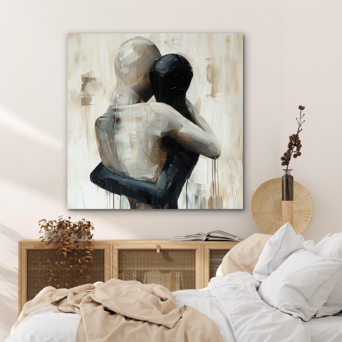 METALLBILD Abstrakt - Liebe - Schwarz und weiß - Modern 90x90 cm - Schwarz, Metall (90/90cm) - MuchoWow