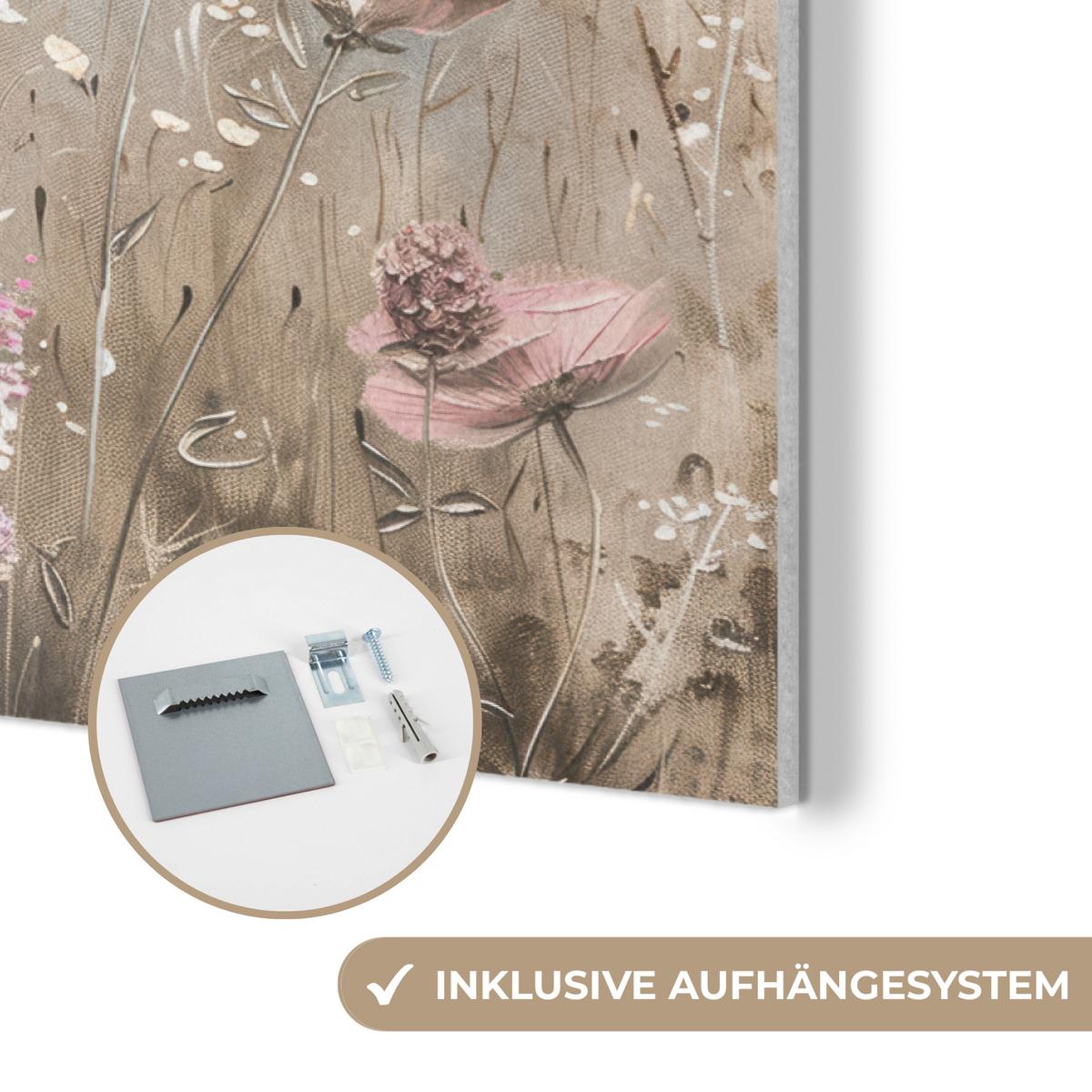 AKUSTIKBILD Blumen - Rosa - Modern - Beige Akustikpaneele 90x60 cm - Beige, Kunststoff (90/60/0.9cm) - MuchoWow