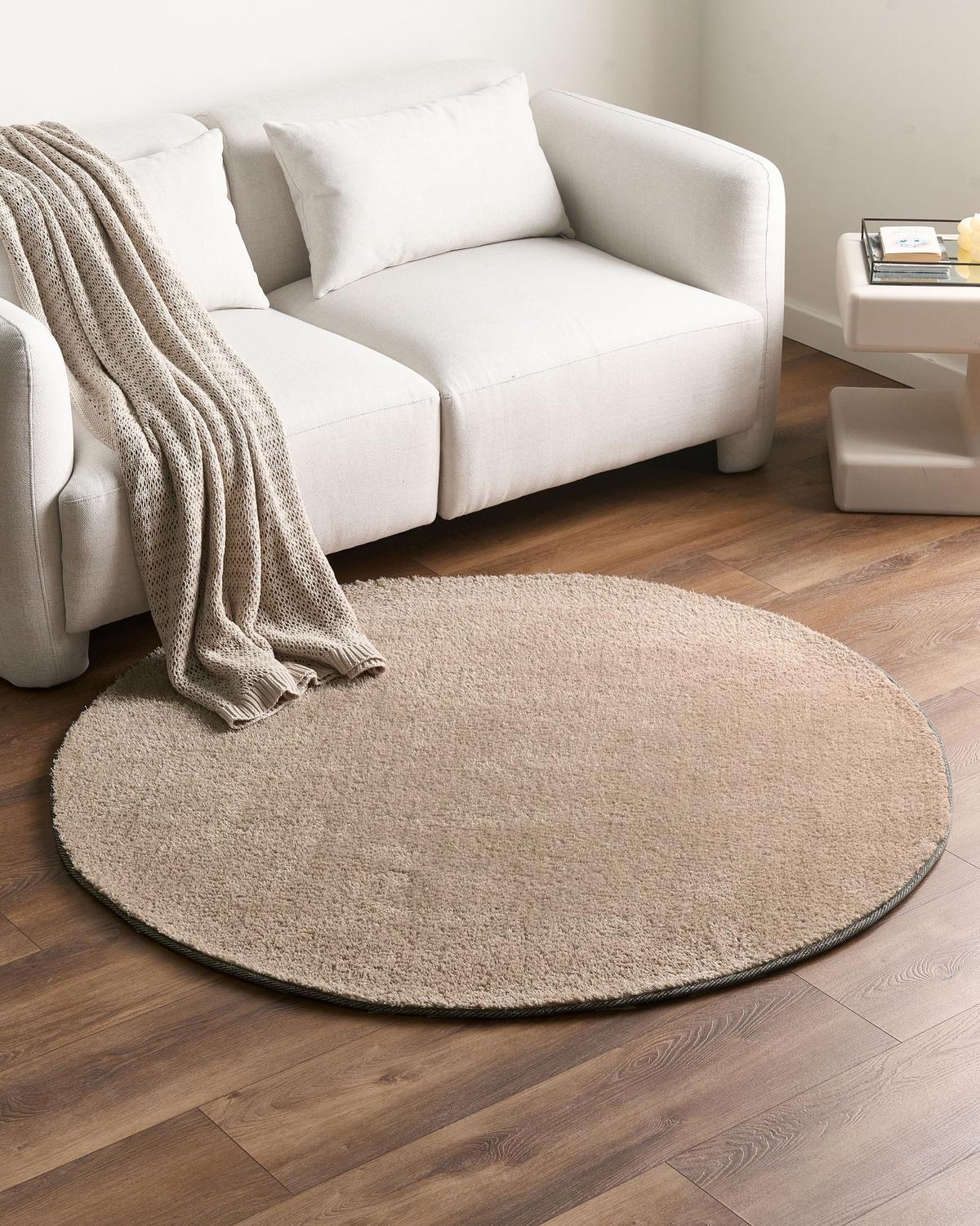 SHAGGY-TEPPICH Sandbeige 140 cm Demre - Sandfarben/Beige, Textil (140/140cm) - Beliani