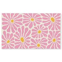 FUSSMATTE Blumen - Muster - Rosa - Beige - Orange Sauberlaufmatte 150x90 cm - Rosa, Kunststoff (150/0.4cm) - MuchoWow