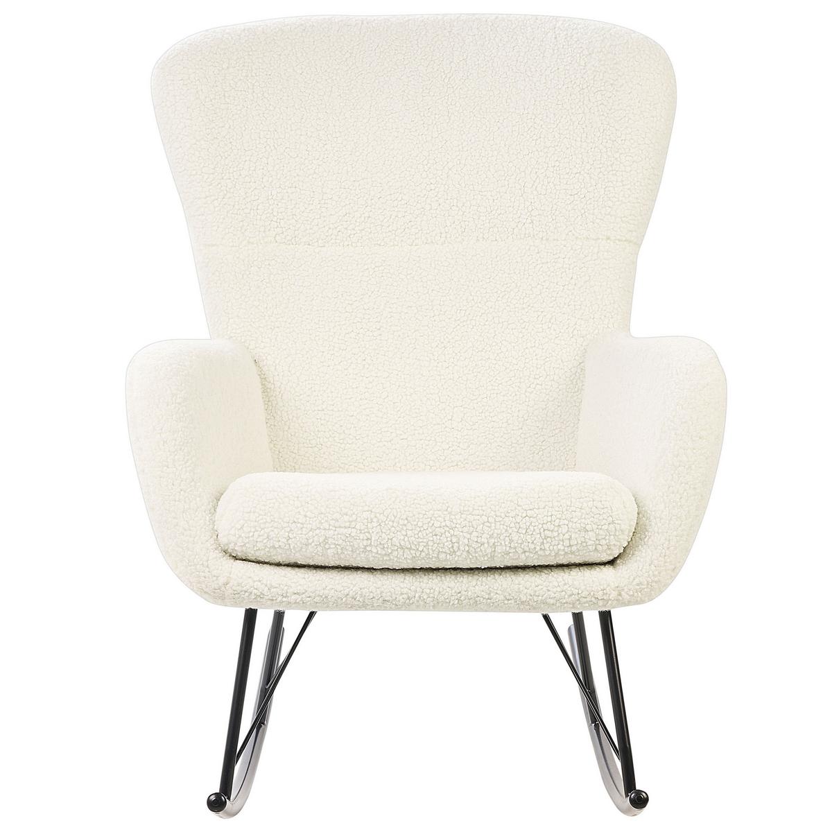 SCHAUKELSESSEL Bouclé Cremeweiß /Schwarz Anaset - Creme, Textil/Metall (74/99/99cm) - Beliani