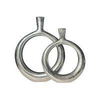 VASEN 2er-Set BAVENO, Aluminium, handgefertigt, Silber, 35 x 7 x 45 cm - Silberfarben, Metall (45cm) - KADIMA DESIGN
