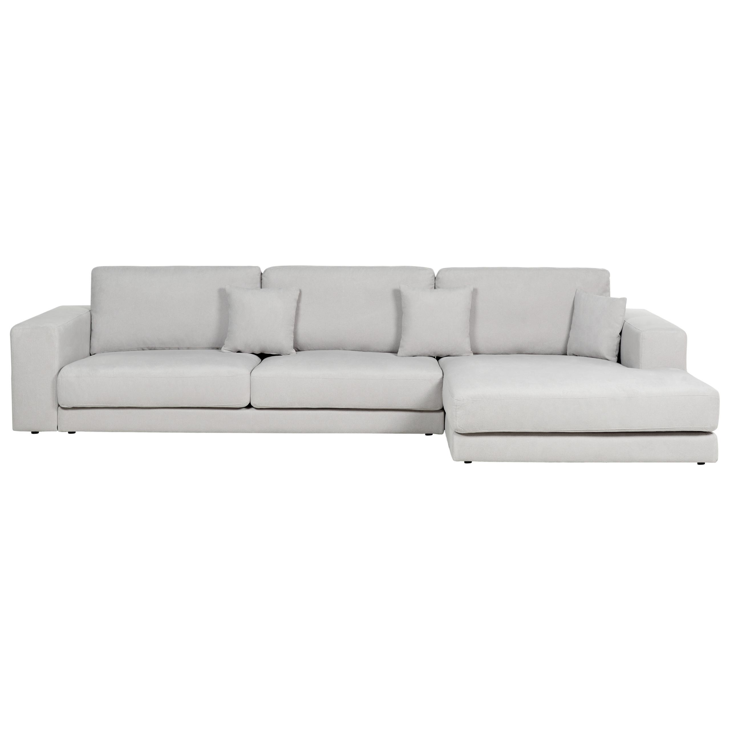 ECKFSOFA 5-Sitzer Stoff Hellgrau linksseitig Lofoten - Hellgrau/Schwarz, Textil (350/187cm) - Beliani