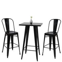 STEHTISCH-SET METALL eckig Schwarz 3er-Set - Schwarz, Metall (60/60/105cm) - MCW