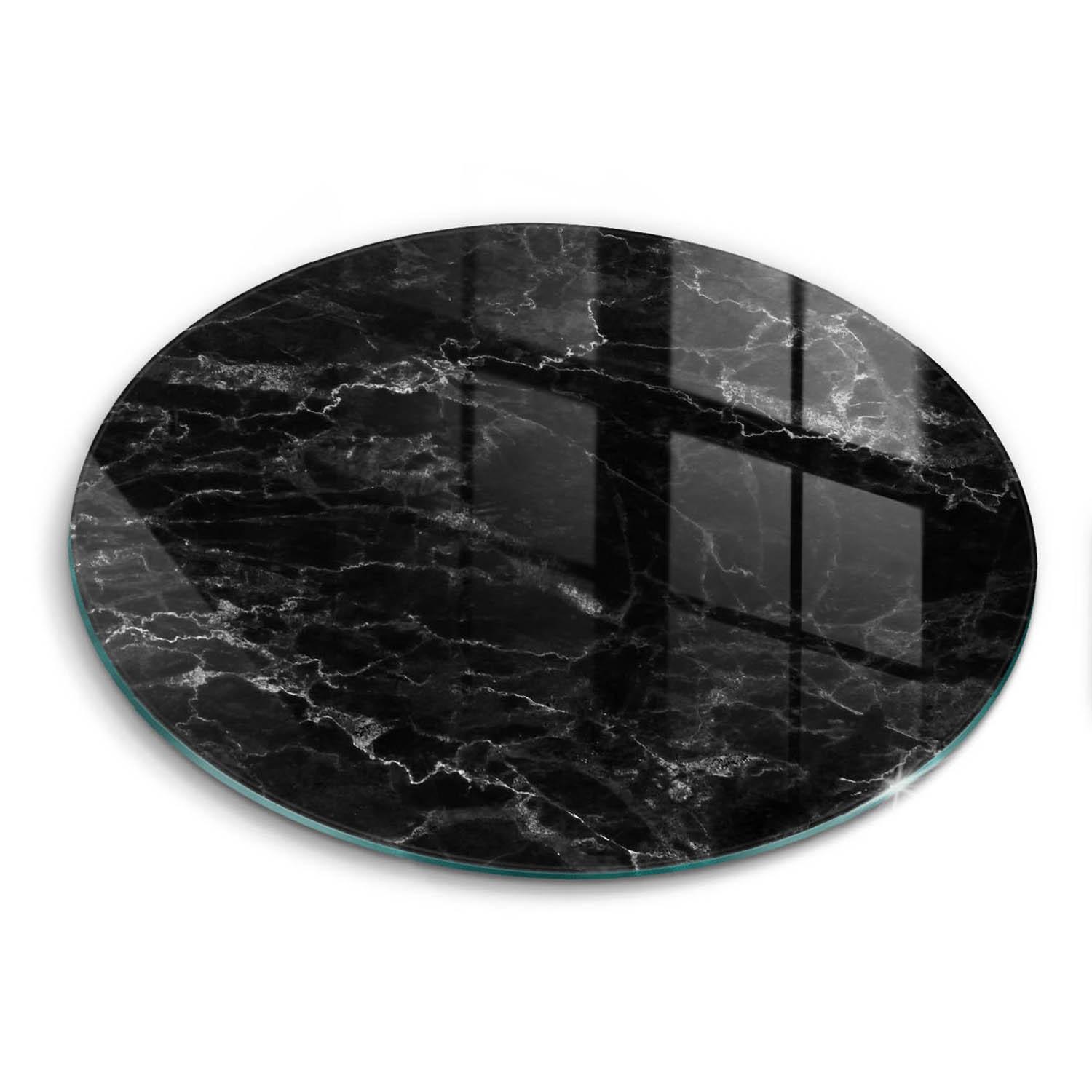 GLASPLATTE Ø 30 cm Eleganter Marmor - Schwarz Hochglanz, Glas (30/30cm) - Wallfluent