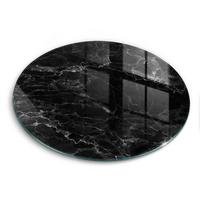 GLASPLATTE Ø 30 cm Eleganter Marmor - Schwarz Hochglanz, Glas (30/30cm) - Wallfluent