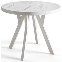 RUNDER Esstisch ausziehbar – Moderner Wohnzimmertisch und Küchentisch – Tisch mit Stabile Konstruktion, Durchmesser 110 cm - 210 cm - Farbe Marmur - Hellgrau/Weiß, Holzwerkstoff (110/110/77cm) - Alpi-Möbel