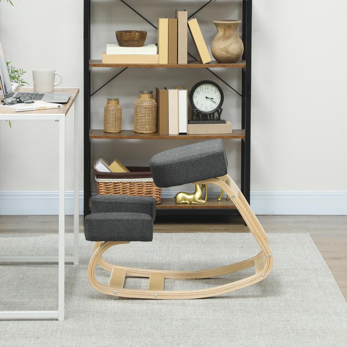 KNIESTUHL Birke Polyester Dunkelgrau - Dunkelgrau, Holz (51/58/69cm) - Vinsetto
