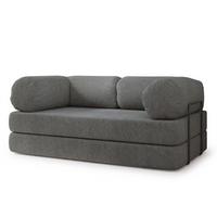 BETTSOFA EIREN aus Schaumstoff Bucle-Stoff Grau Schlaffunktion - Grau, Textil (170/68/80cm) - MASSENO