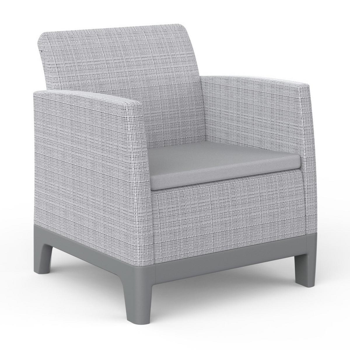 GARTENSET Norrin aus Polypropylen, 3-Sitzer-Sofa, 2 Sessel und Tisch, für 5 Personen, Grau - Grau, Kunststoff - Beautysofa