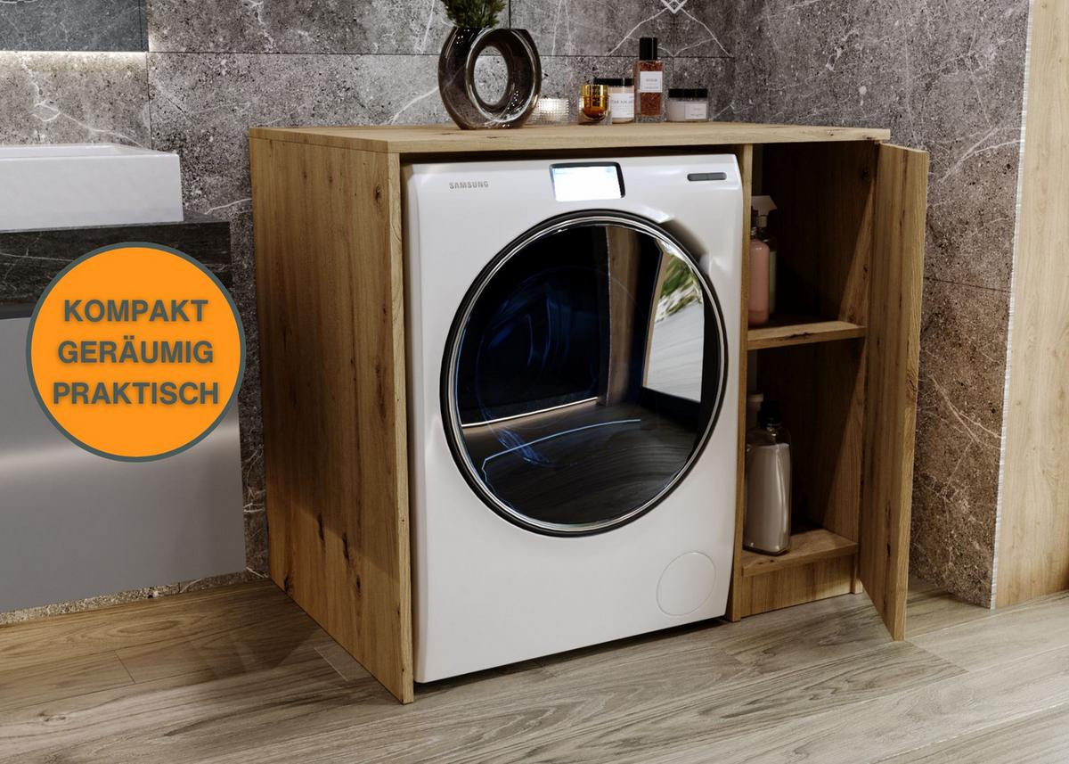 WASCHMASCHINENSCHRANK für Waschmaschine & Wäschetrockner 95/89/66 - Eiche Artisan, Holzwerkstoff (95/89/66cm) - RAUMHIRSCH FURNITURE