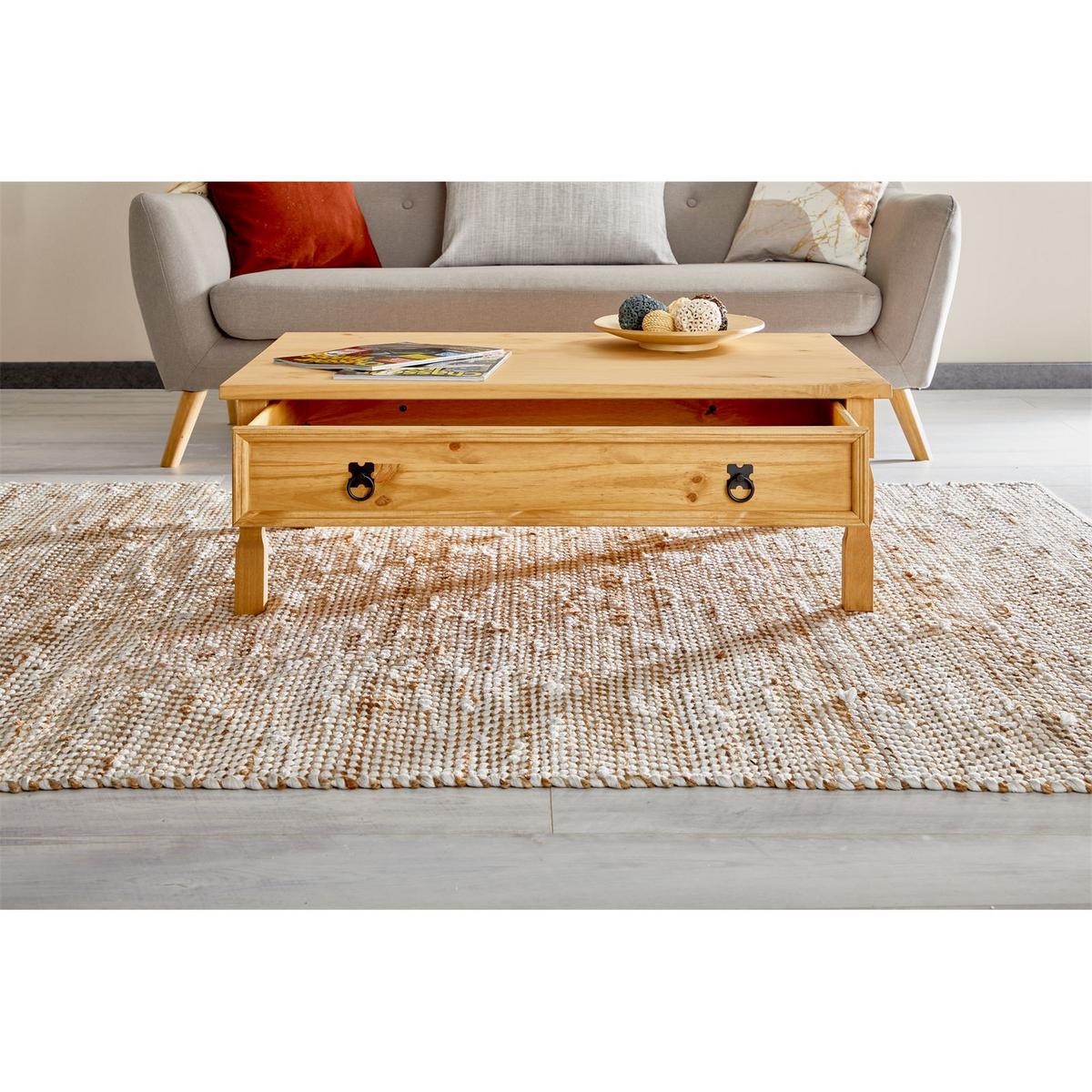 MEXICO MÖBEL COUCHTISCH TEQUILA gebeizt/gewachst - Kieferfarben, Holz (65/100/37cm) - IDIMEX