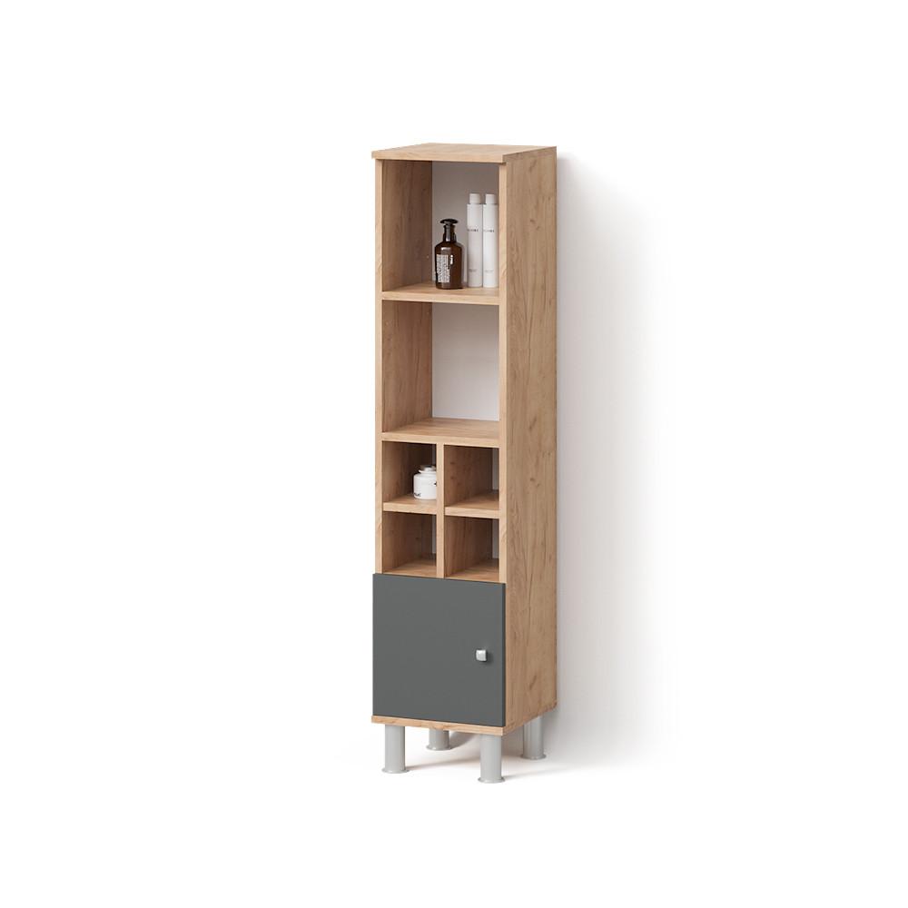 MIDISCHRANK Fucino Anthrazit 30 x 130.6 cm kleine Tür - Anthrazit, Holzwerkstoff (30/130.6/30cm) - Livinity®