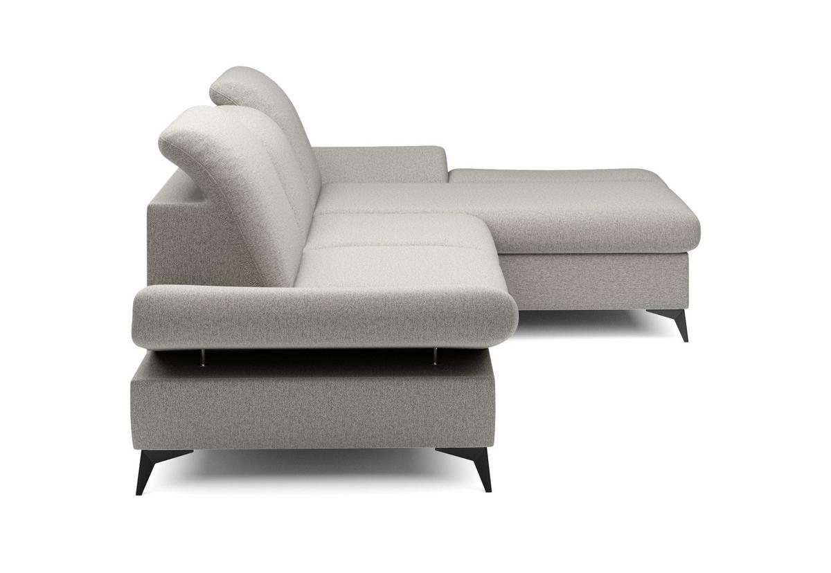 ECKSOFA FELICE R-S Beige Geflochtener Stoff mit Schlaffunktion - Beige, Holz (284/166cm) - MASSENO