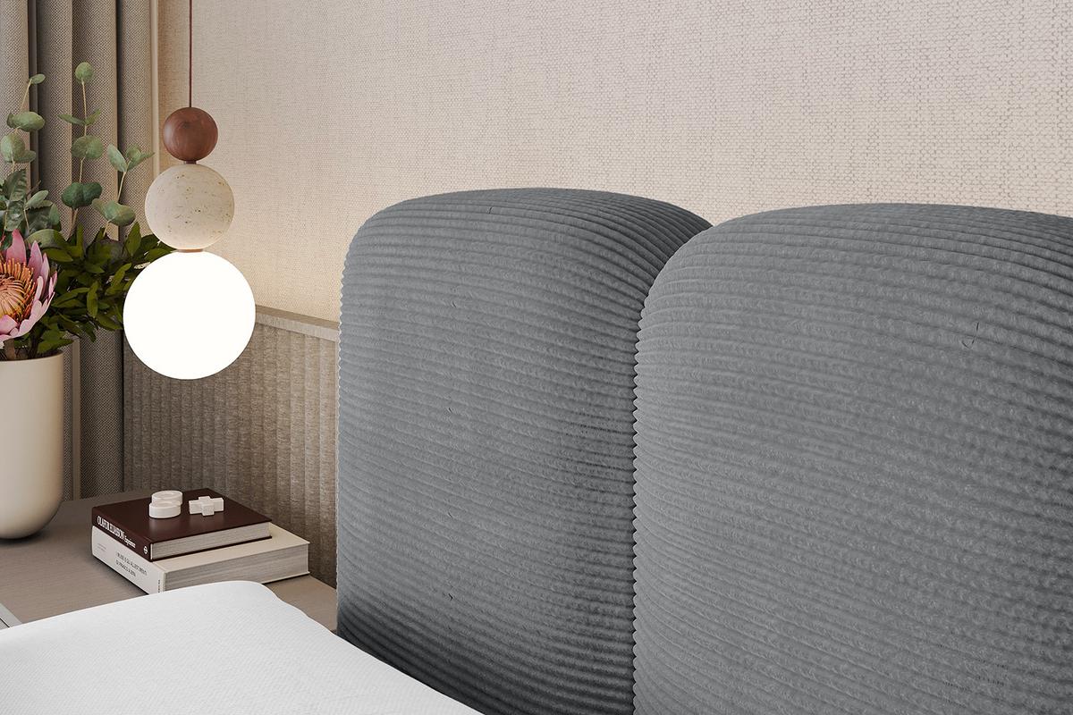 BOXBETT mit Matratze H3|H4 und Lattenrost - NINA-Z KING - 160x200 cm Poso - Dunkelgrau - Taupe, Holzwerkstoff (160/200cm)