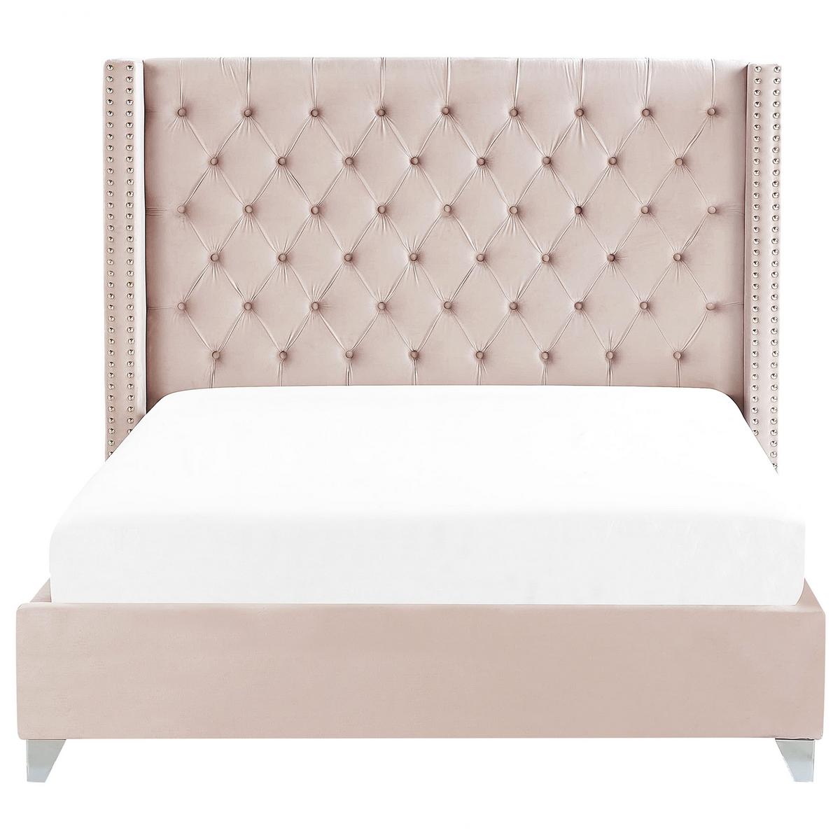 POLSTERBETT 180/200cm Pastellrosa Lubbon - Pink, Textil (180/200cm) - Beliani