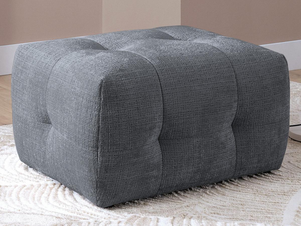 POLSTERHOCKER mit raffinierten Steppungen, zu passendem Sofa, Wellenunterfederung, Chenille-Bezug Grau / 21058 - Schwarz/Grau, Kunststoff/Textil (87/46/68cm) - luma-home
