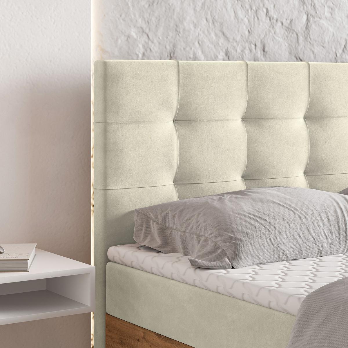 BOXBETT MOLVEN 140x200 cm mit Matratze und Topper - Creme - Creme, Holz (140/200cm) - MASSENO
