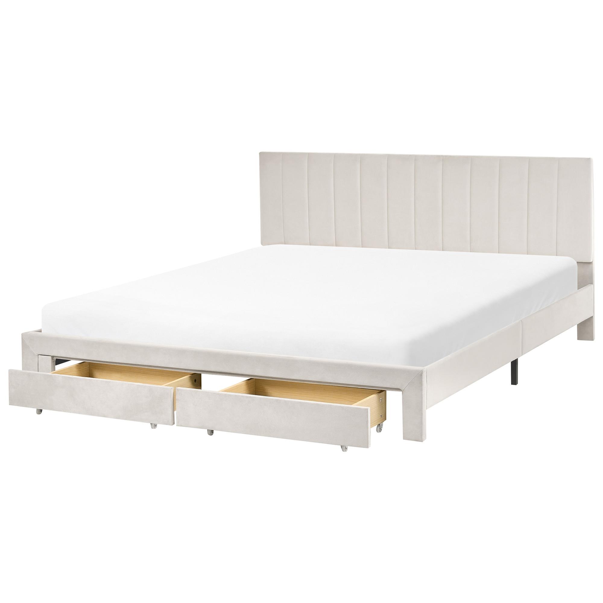 BETT 180/200 cm Cremeweiß Lonzac - Weiß, Textil (180/200cm) - Beliani