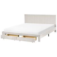 BETT 180/200 cm Cremeweiß Lonzac - Weiß, Textil (180/200cm) - Beliani