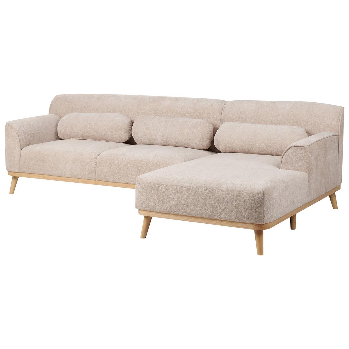 ECKSOFA 3-Sitzer Chenillegewebe Beige linksseitig Simos - Beige, Textil (264/82cm) - Beliani