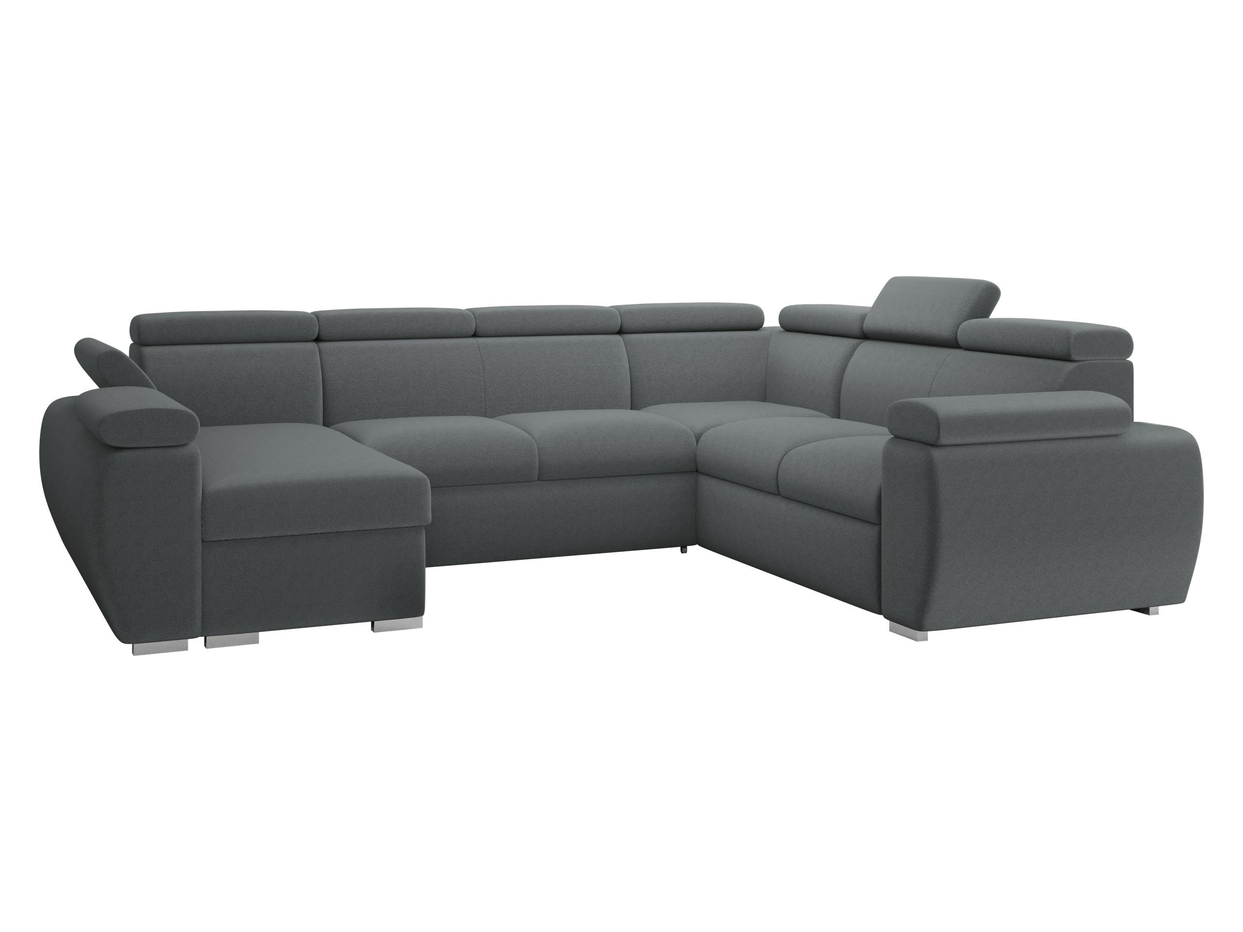 WOHNLANDSCHAFT Boston U, Seite: Links - LC+2P+R+2R - Chromfarben/Grau, Holz/Textil (325/98/260cm) - MIRJAN24