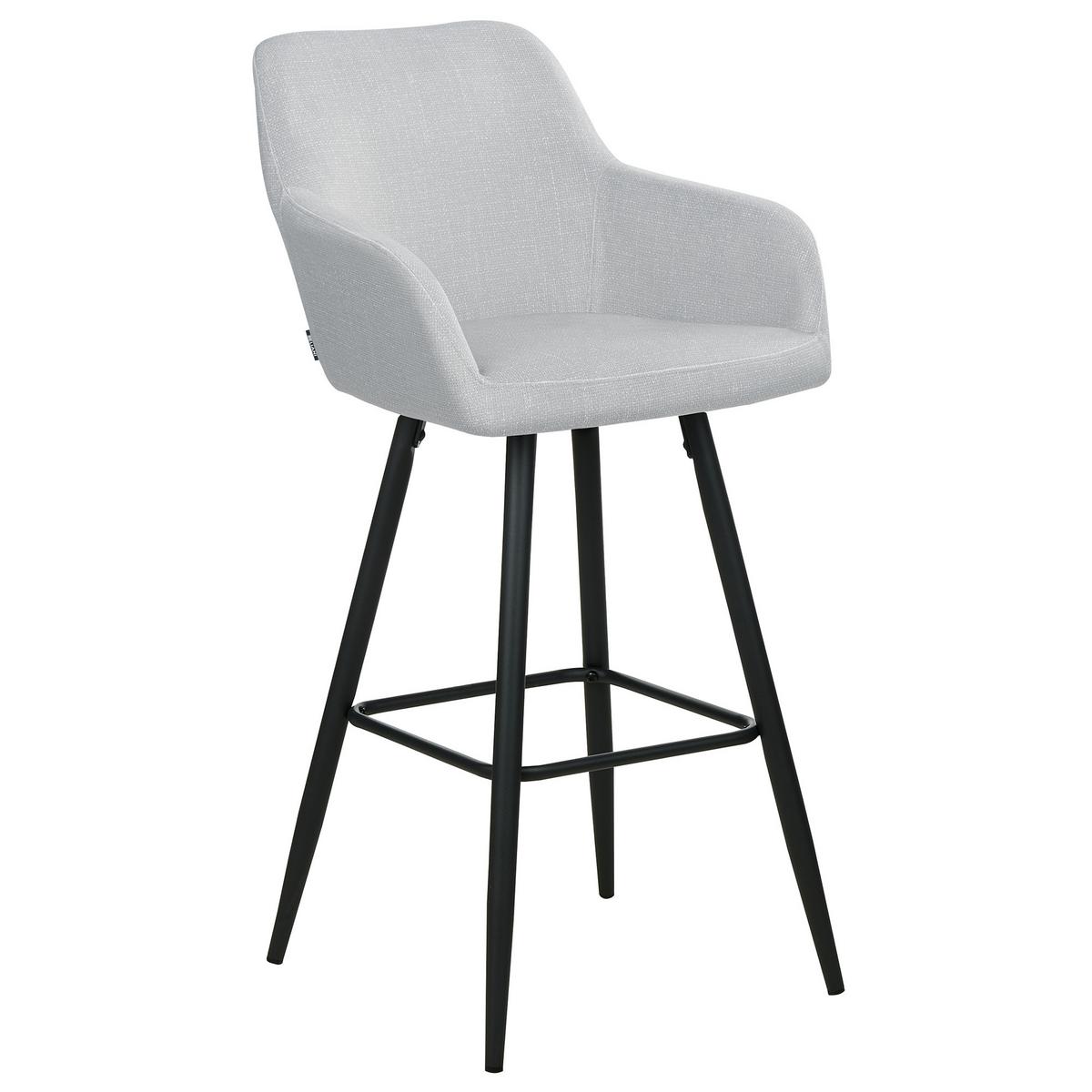 BARSTUHL 2er-Set Samtstoff hellgrau Casmalia - Schwarz/Grau, Textil (50/104/55cm) - Beliani