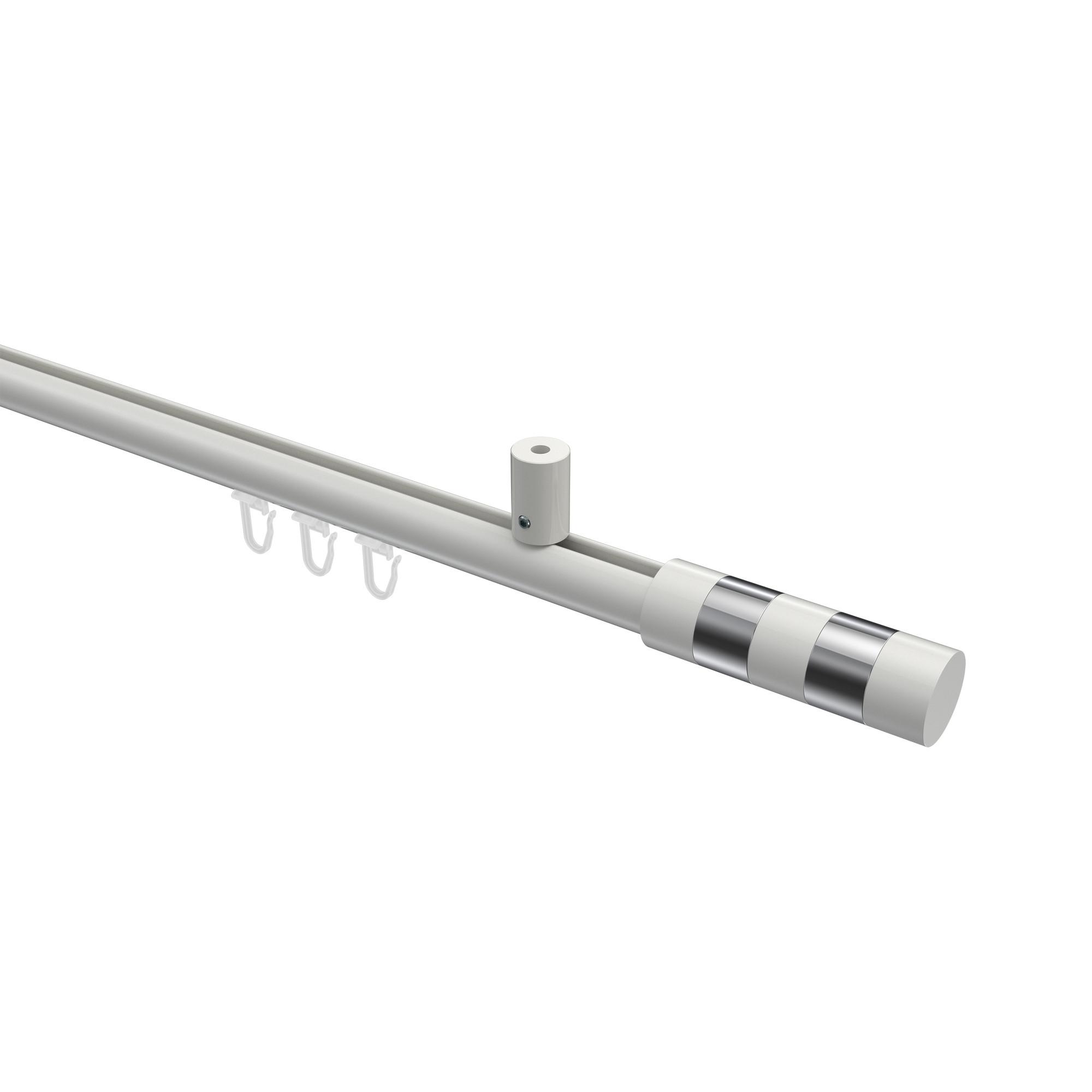GARDINENSTANGE INNENLAUF Sonius Mavell 140 cm, 1-läufig, 20 mm Ø Weiß - Chromfarben/Weiß, Metall (140cm) - INTERDECO