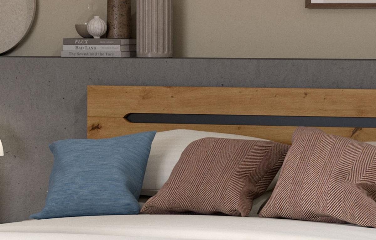 SCHLAFZIMMER Set 4-teilig Eiche Artisan, grau, Komplettset mit Kleiderschrank, Bett und 2x Nachttisch - Eiche Artisan/Grau, Glas/Holzwerkstoff - Inn.Furn