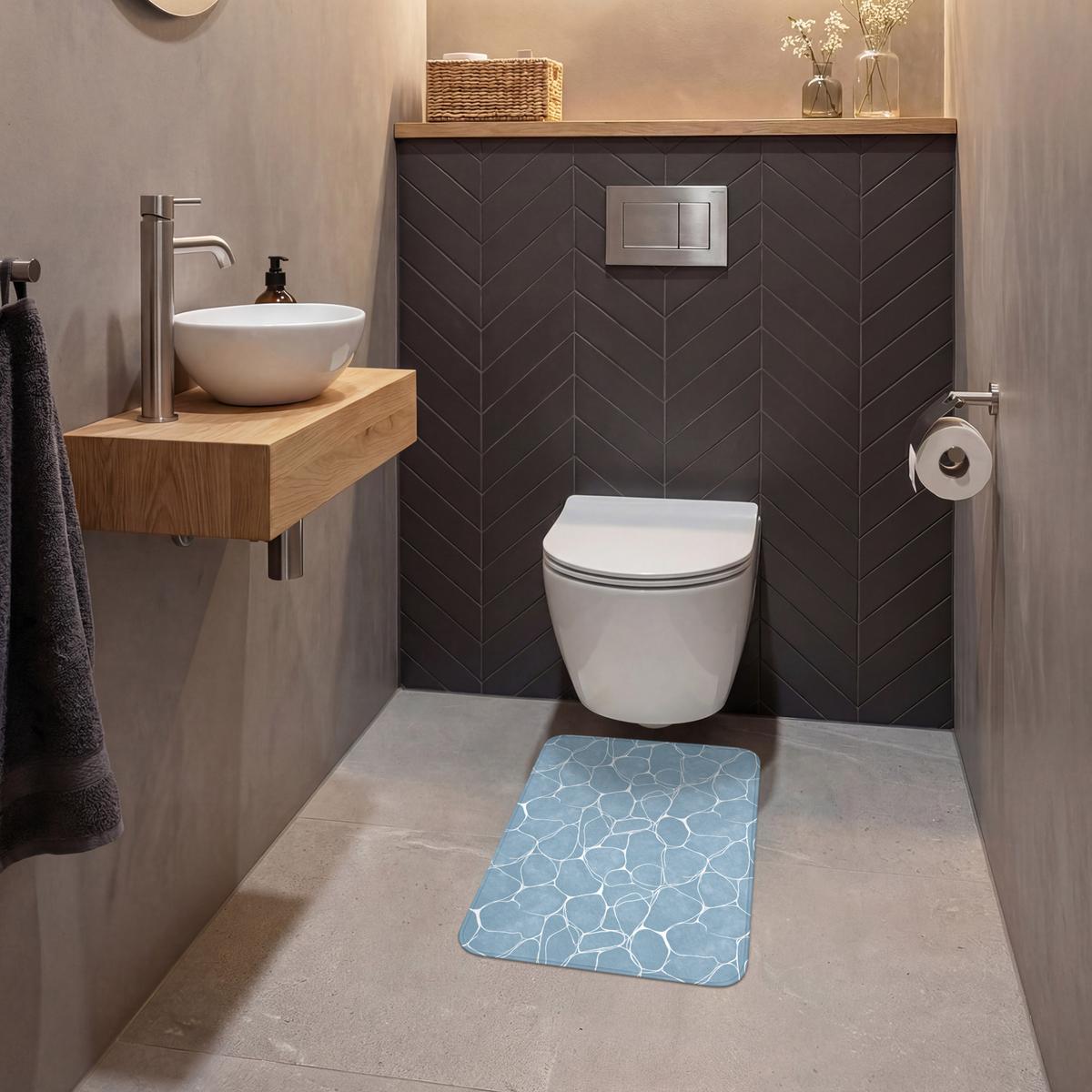 WC-VORLEGER Organisch - Muster - Blau WC Teppich 40x60 cm - Hellblau, Textil (40/1cm) - OnlyWow
