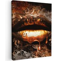 LEINWANDBILD Gold - Lippen - Kunst - Gold - Luxus - Abstrakt Room Decor 30x40 cm - Kupferfarben, Textil (30/40cm) - MuchoWow