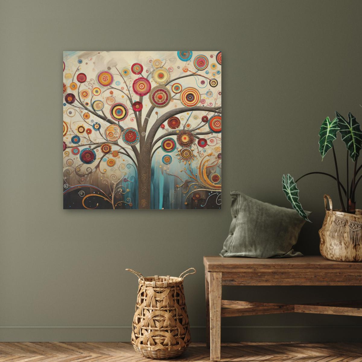 AKUSTIKBILD Baum - Baum des Lebens - Farbe Akustikpaneele 80x80 cm - Braun, Kunststoff (80/80/0.9cm) - MuchoWow