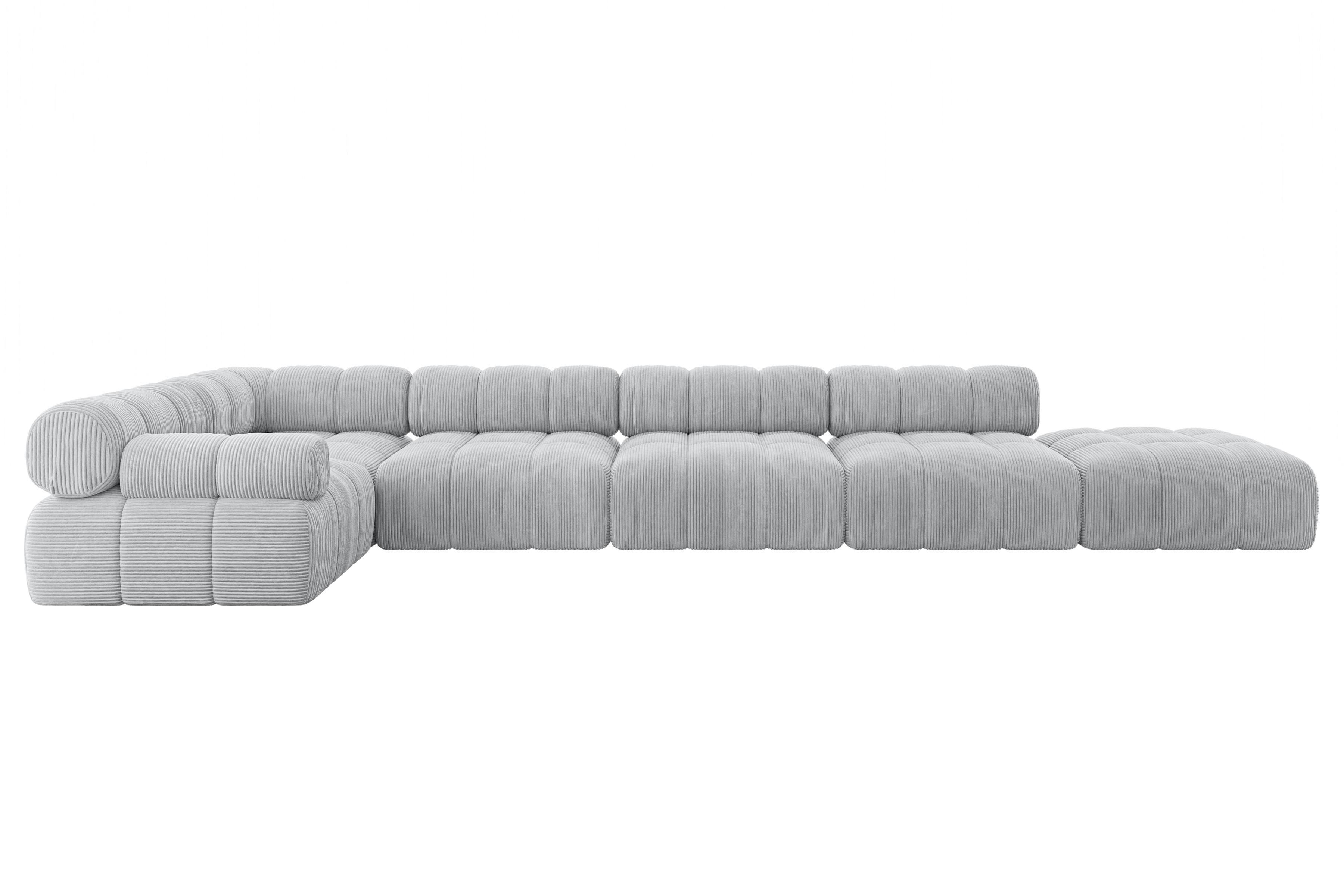 ECKSOFA modulares Sofa Felto-L3 - 475x190x70 cm Grau Cord - Grau, Holzwerkstoff/Textil (475/190cm) - ALTDECOR