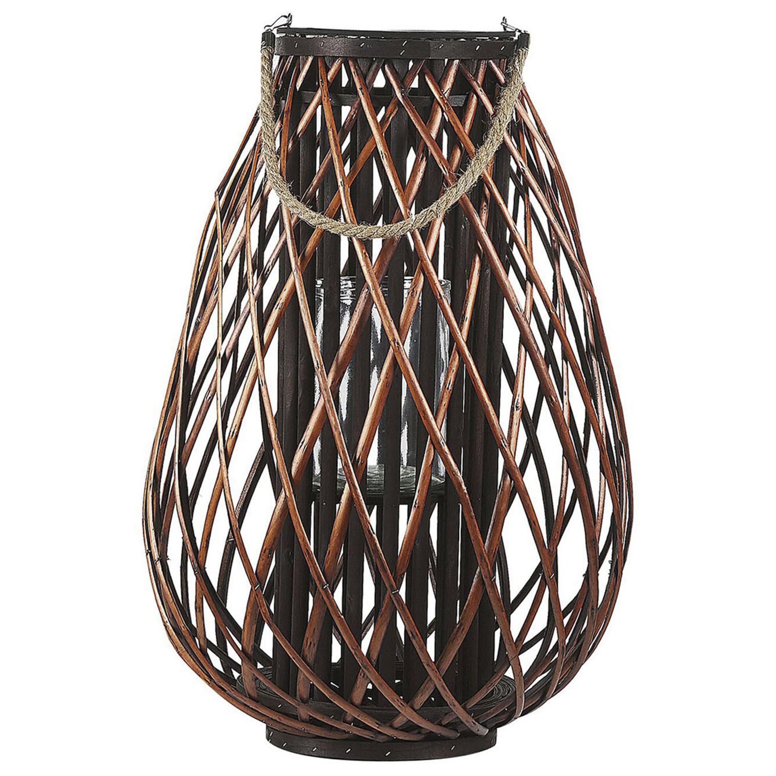 LATERNE Braun Kiusiu - Braun, Holz (40/60/40cm) - Beliani