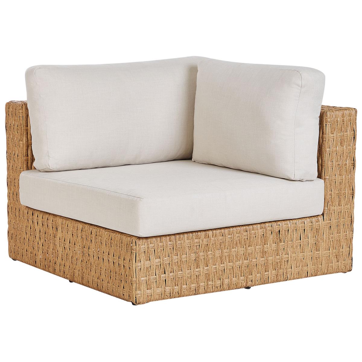 GARTEN-ECKSOFA mit Tisch 4-Sitzer Polyrattan linksseitig Beige Oliveri - Beige/Naturfarben, Kunststoff - Beliani