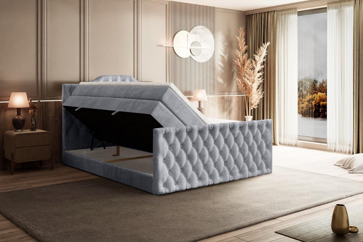 BOXSPRINGBETT VILA-1-Z KING - 180x200 - H3/H4 - Hellgrau - Hellgrau, Holzwerkstoff (180/200cm) - ALTDECOR