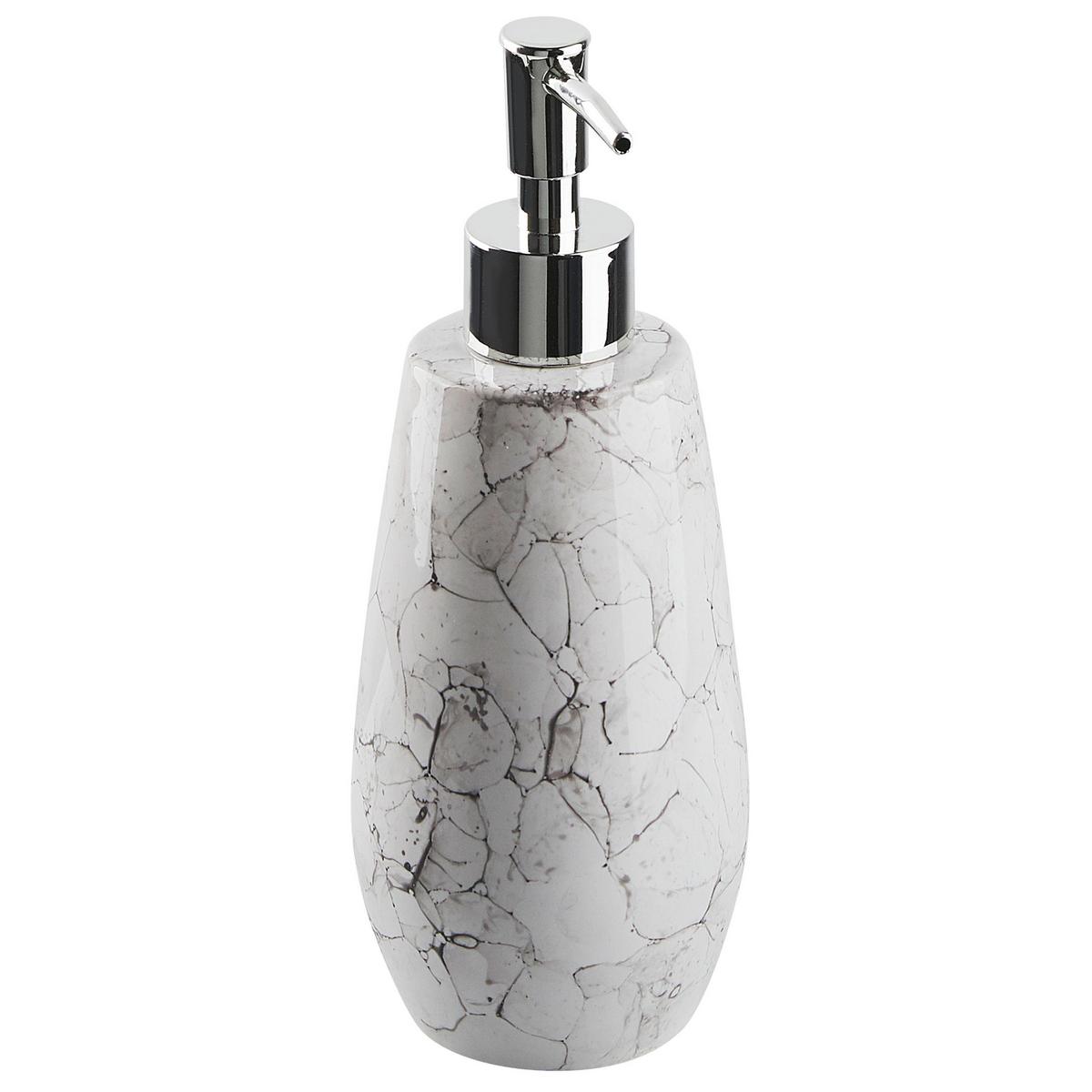 BADEZIMMER Set 6-teilig Keramik cremeweiß Callela - Schwarz/Weiß, Stein (9/21/9cm) - Beliani