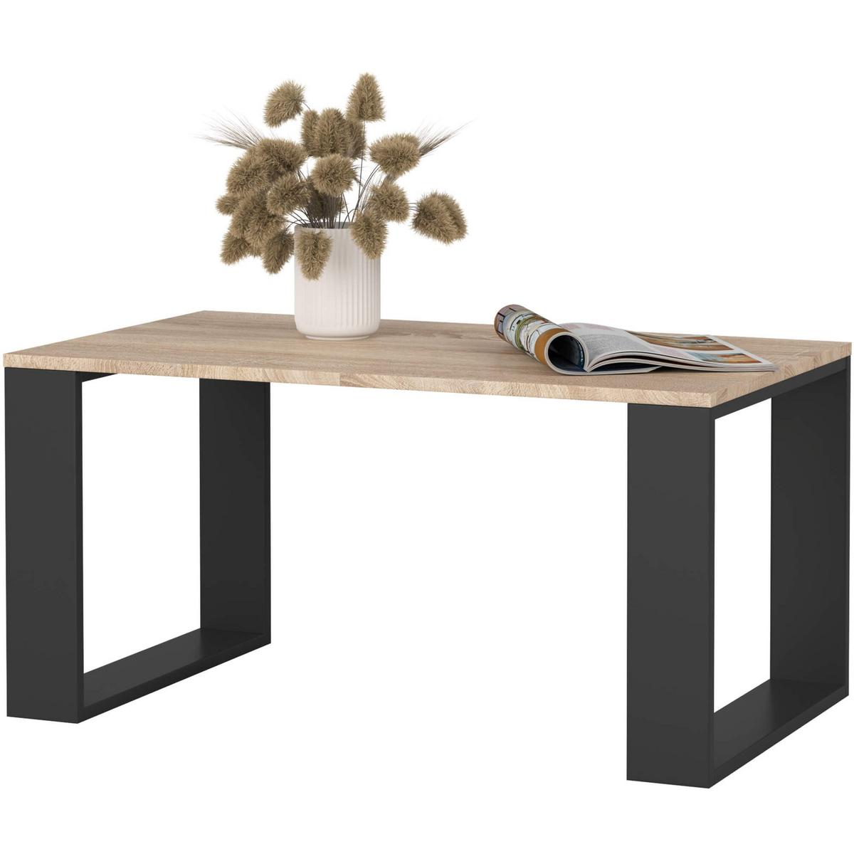 COUCHTISCH Eiche Sonoma, Schwarz 45/92/53 - Schwarz, Textil (53/92/45cm) - RAUMHIRSCH FURNITURE