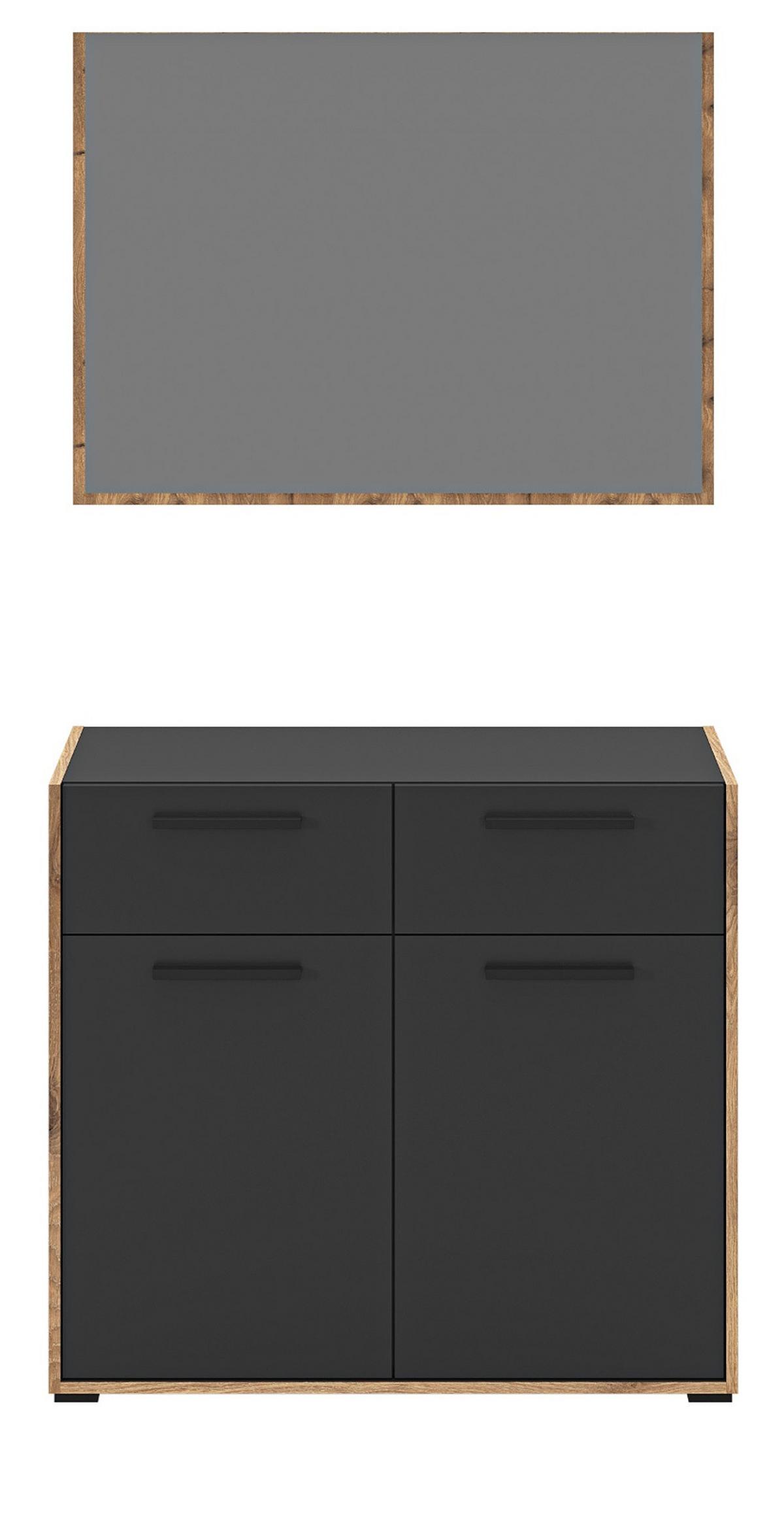 GARDEROBE-SET grau und Nox Eiche, Garderobenkombination 2-teilig, 95 x 189 cm, Salud - Dunkelgrau/Eichefarben, Holzwerkstoff/Kunststoff (95/189/37cm) - Inn.Furn