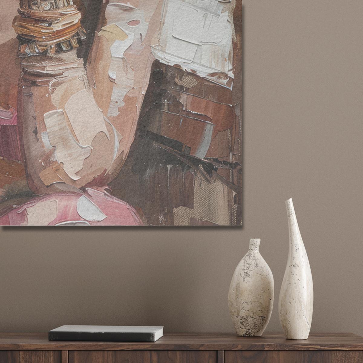 AKUSTIKBILD Frau - Lackierung - Porträt - Modern Wanddeko 70x100 cm - Altrosa, Kunststoff (70/100/0.9cm) - MuchoWow