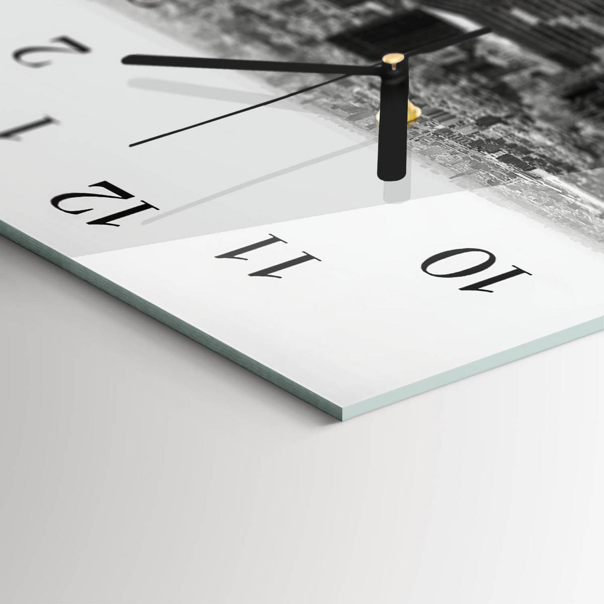 WANDUHR aus Glas 60x30 cm - New York - Schwarz, Glas (60/30/0.4cm) - TULUP