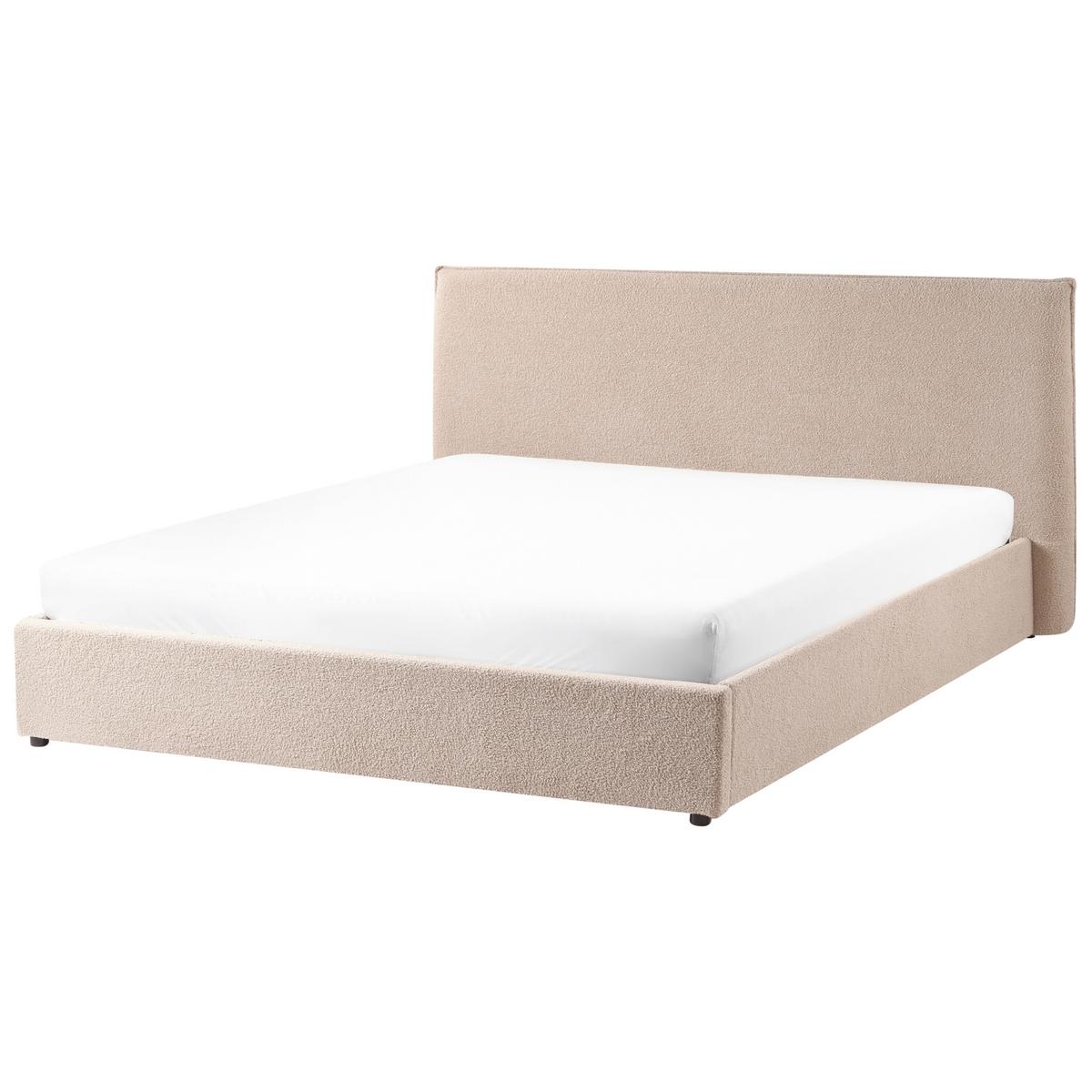 BETT mit Stauraum 180/200 cm Bouclé Taupe Lavaur - Taupe, Textil (180/200cm) - Beliani