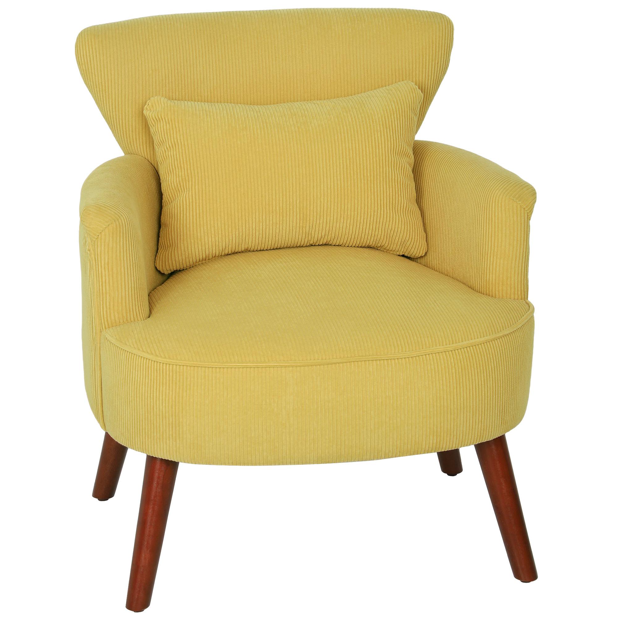 SESSEL mit Rückenlehne, abgerundeten Armlehnen Gepolstert Loungesessel Kordoptik - Gelb, Holz/Textil (69/78/69.5cm) - HOMCOM