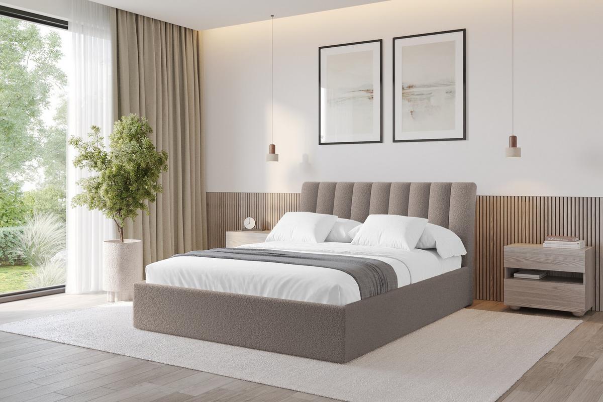 POLSTERBETT mit Bettkasten und Lattenrost, Bett mit Matratze H3/H4 - ILAN 140x200 Braun - Braun, Holzwerkstoff/Textil (140/200cm) - ALTDECOR