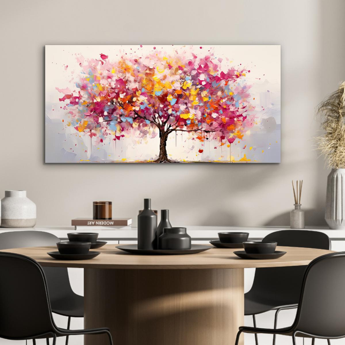 METALLBILD Aquarell - Baum - Kunst - Abstrakt 80x40 cm - Multicolor, Metall (80/40cm) - MuchoWow