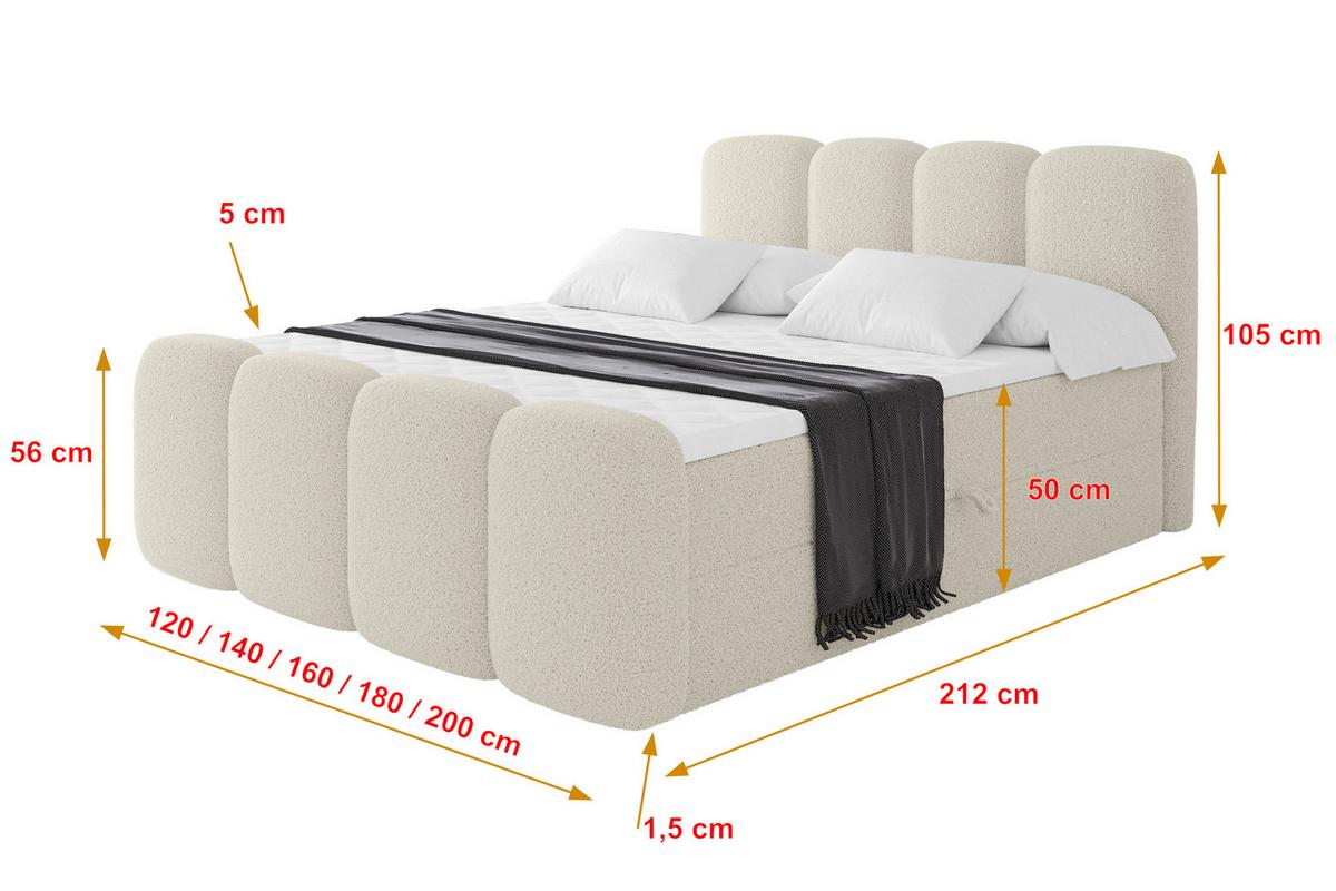 BOXBETT mit Matratze H4 und Lattenrost - NINA-Z - 200x200 cm Quelle - Beige - Sandfarben, Holzwerkstoff (200/200cm) - ALTDECOR