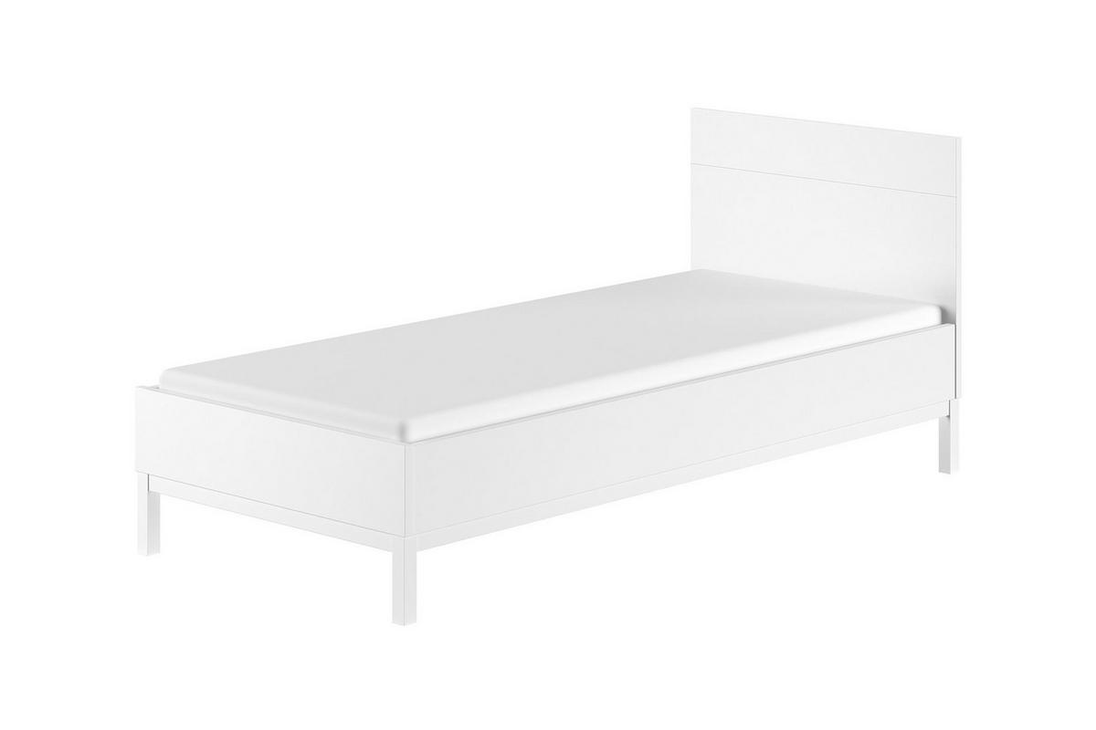 EINZELBETT 90x200 MDF Kiefer weiß robust stabil pflegeleicht - Weiß, Holz (90/200cm) - 58aufmkessel